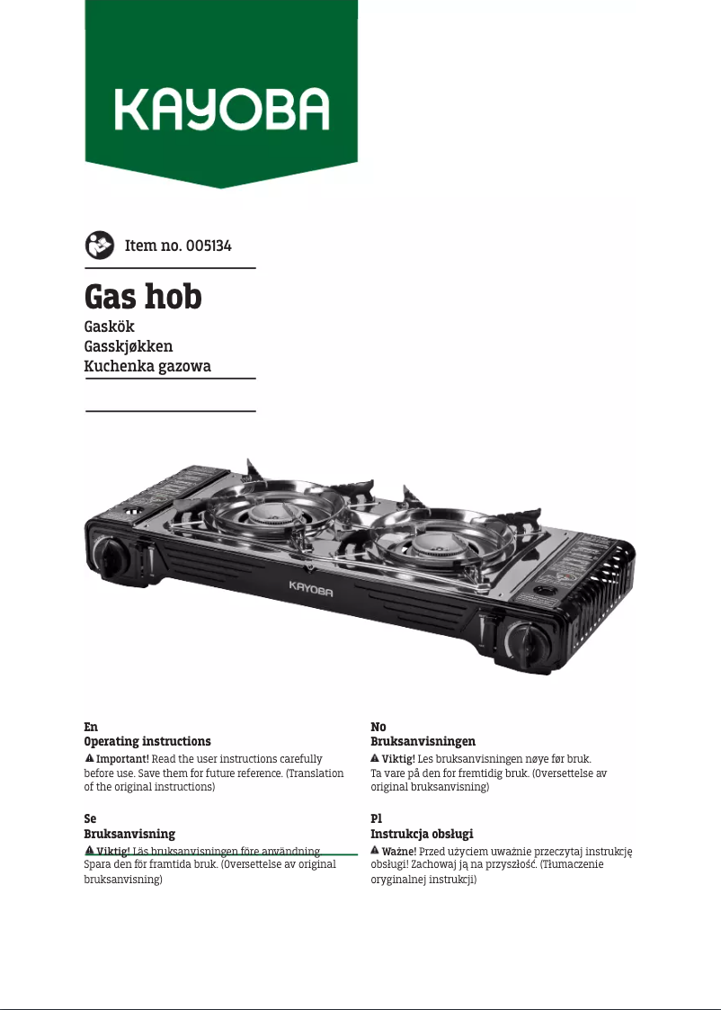 First page image of the manual for 005-134