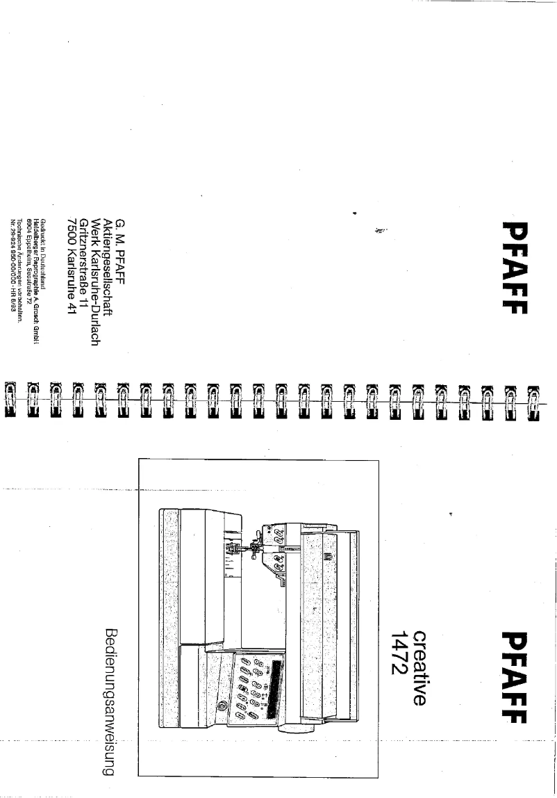 Page 1 of the manual User Manual Pfaff creative 1472