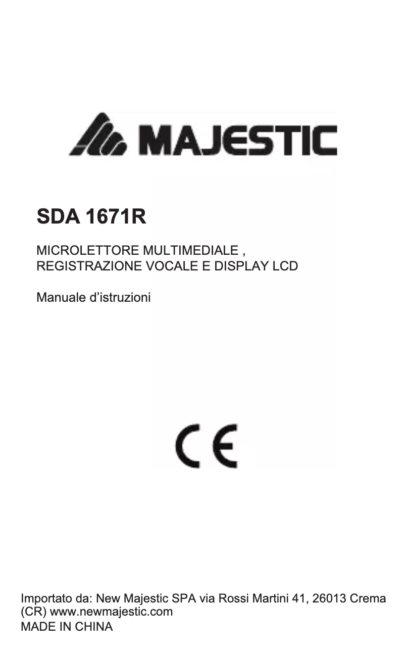 First page image of the manual for SDA-1671R