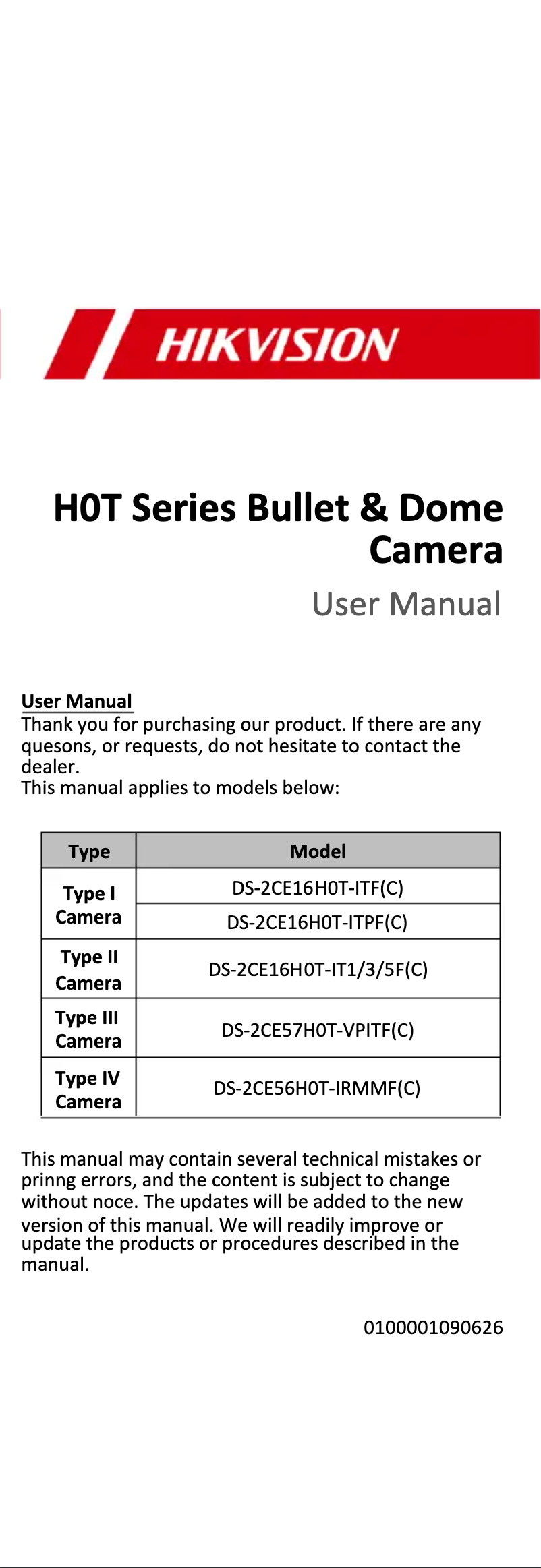 Page 1 of the manual User Manual Hikvision DS-2CE57H0T-VPITF