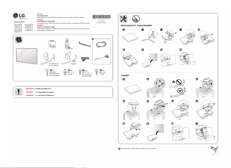 First page image of the manual for 49UK7500PUA
