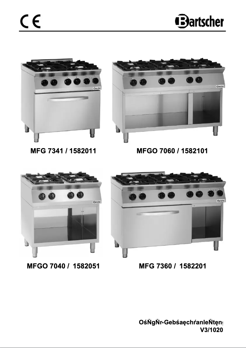 Page 1 of the manual User Manual Bartscher MFGO 7040