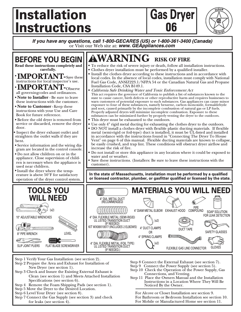 First page image of the manual for NWXR483GGWW