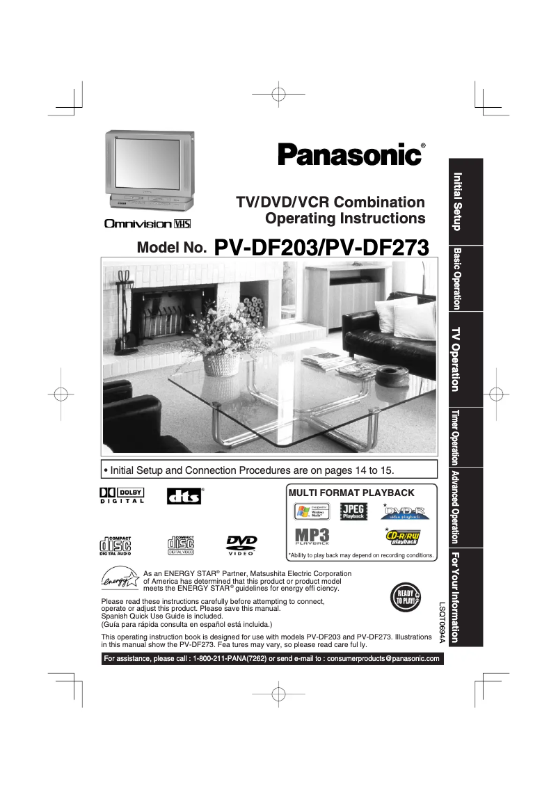 First page image of the manual for PV-DF273