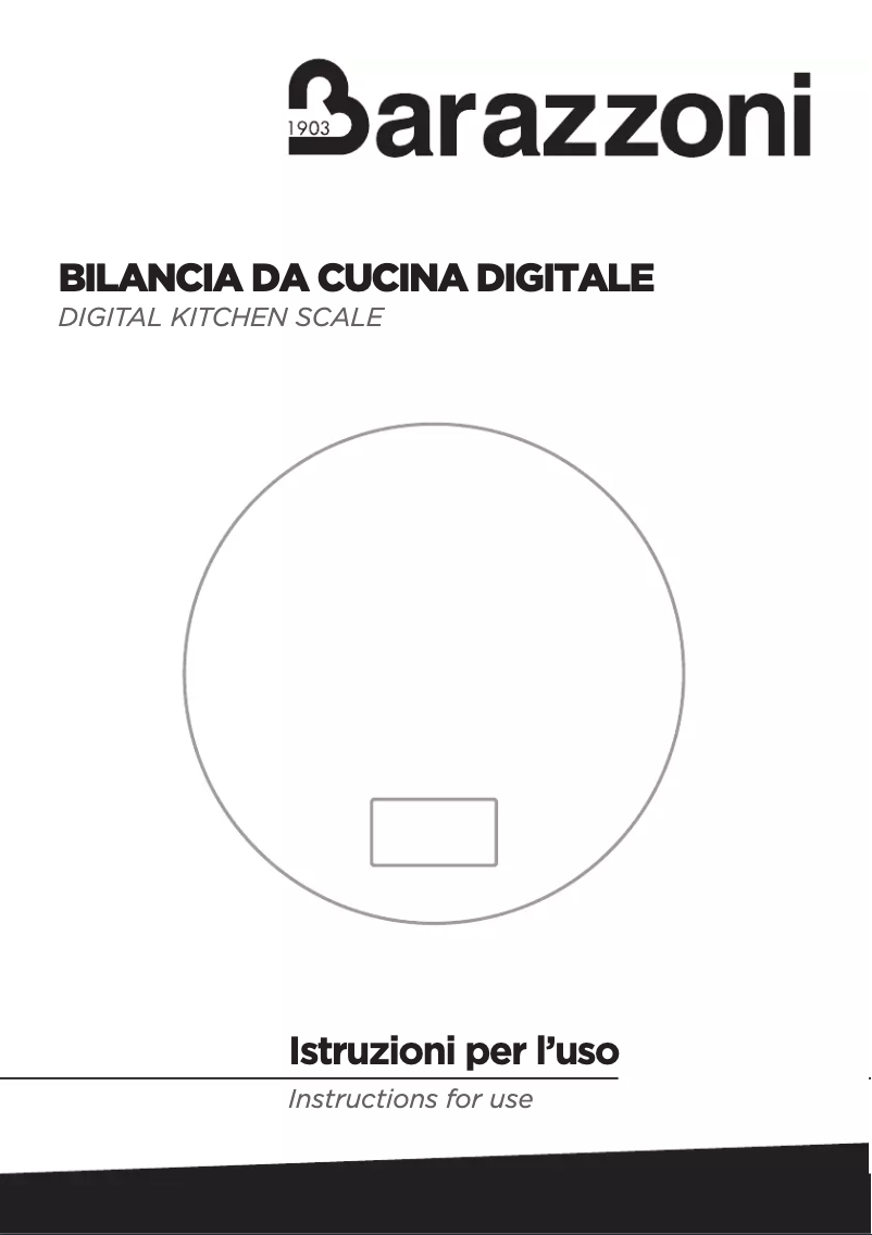 Page 1 of the manual User Manual Barazzoni Digital kitchen scale