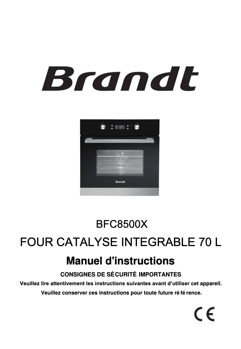 Page 1 of the manual User Manual Brandt BFC8500X