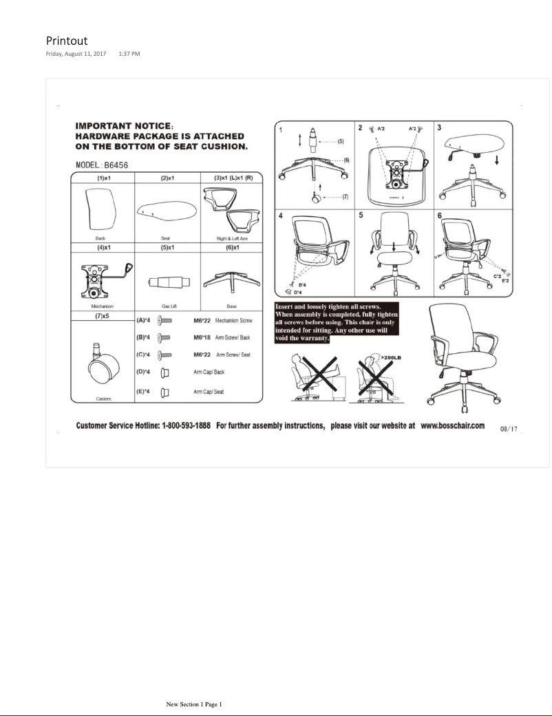 First page image of the manual for B6456