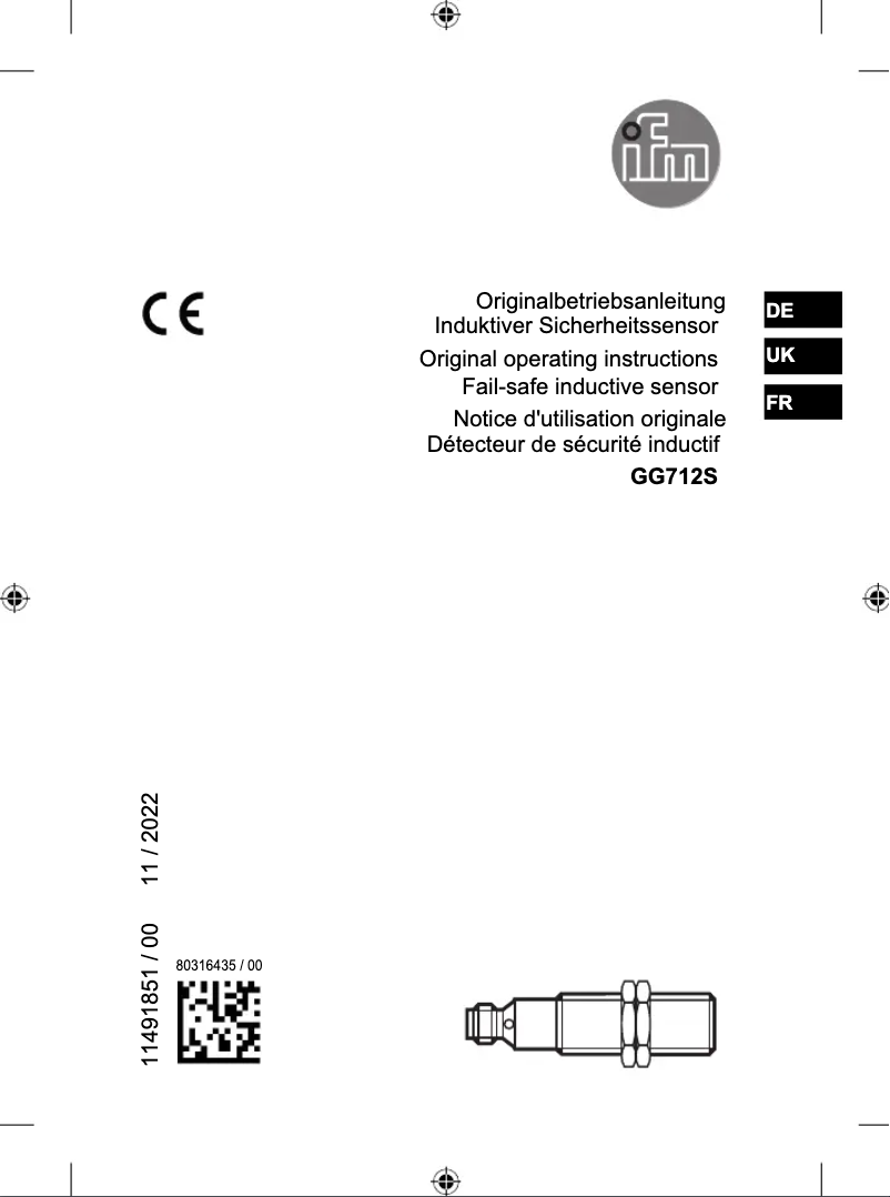 Page 1 of the manual User Manual IFM GG712S