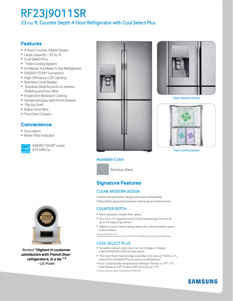 First page image of the manual for RF23J9011SG/AA