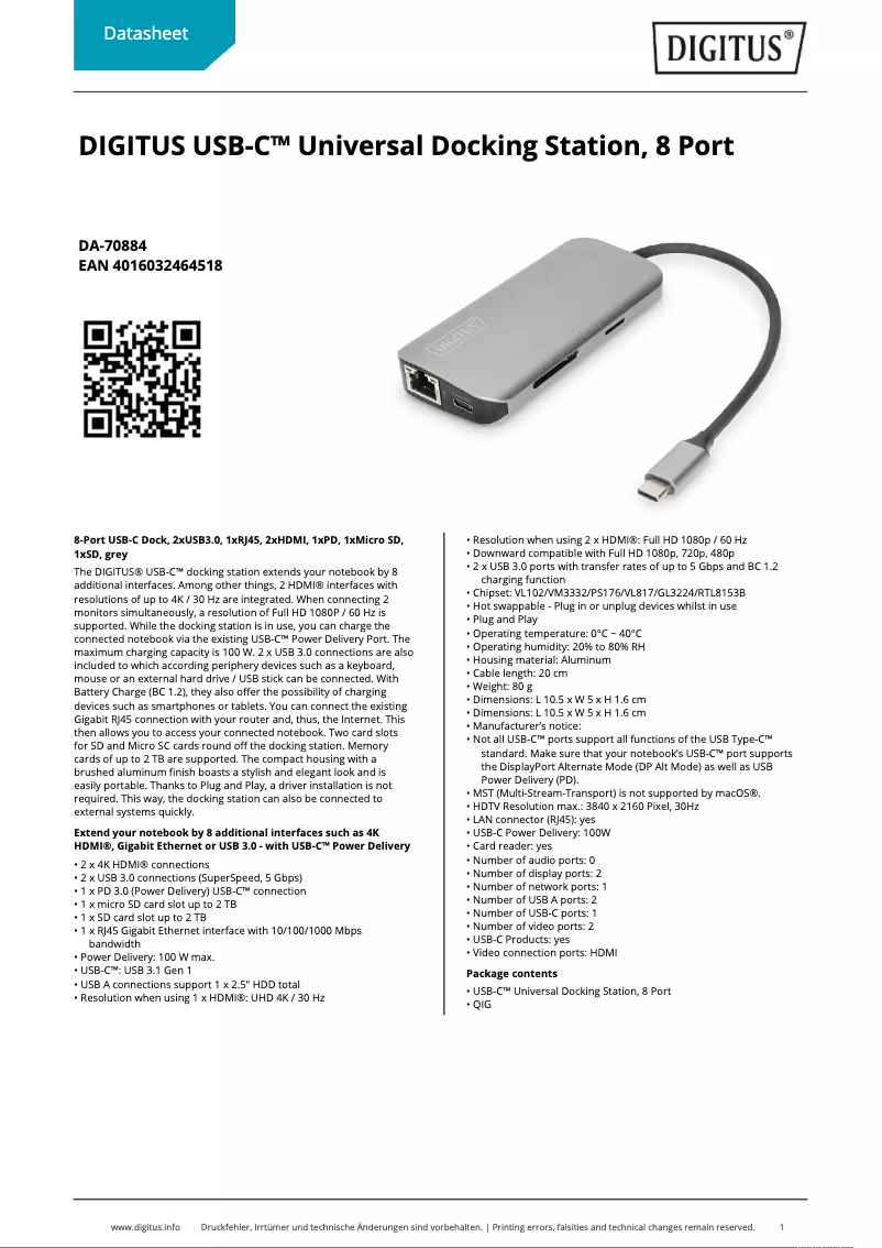 First page image of the manual for DA-70884