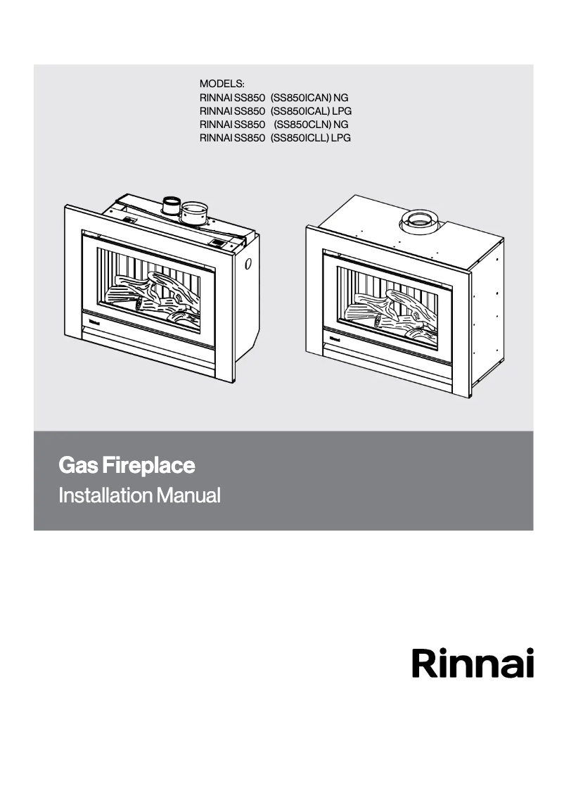 Page 1 of the manual User Manual Rinnai SS850