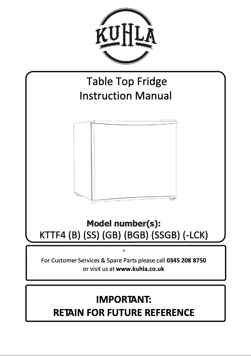 First page image of the manual for KTTF4BGB-1023