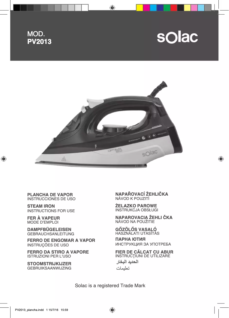 Page 1 of the manual User Manual Solac Optima 2.0