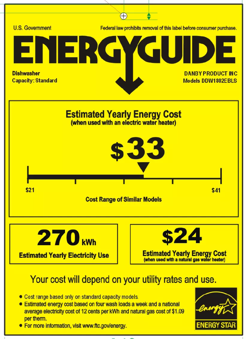 Page 1 of the manual Energy Label Danby DDW1802