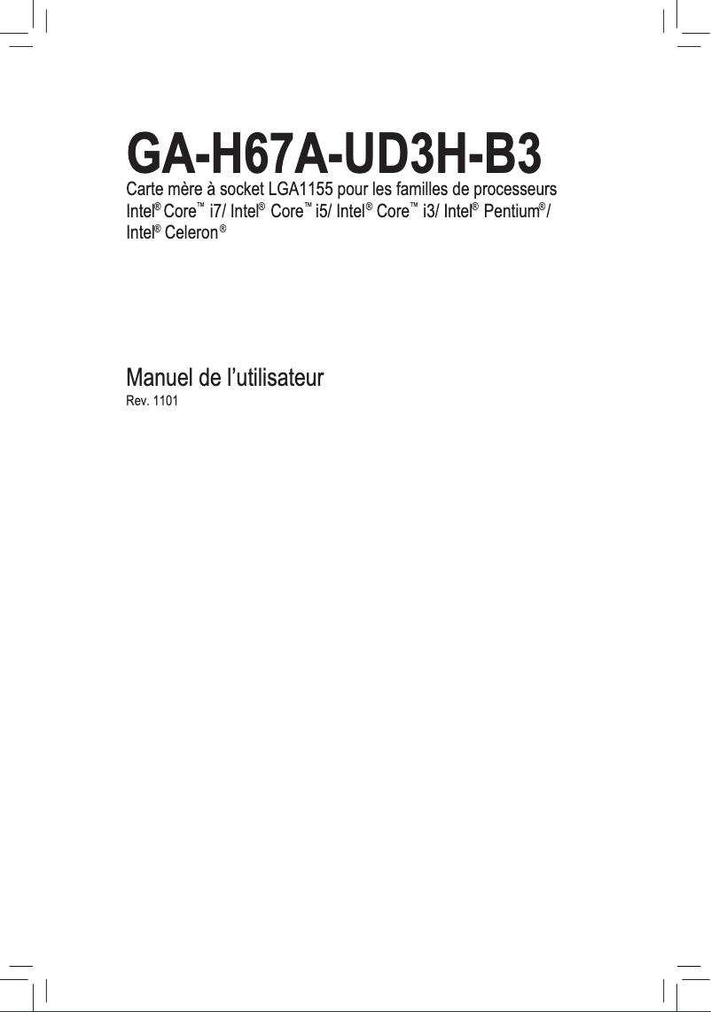 First page image of the manual for GA-H67A-UD3H-B3