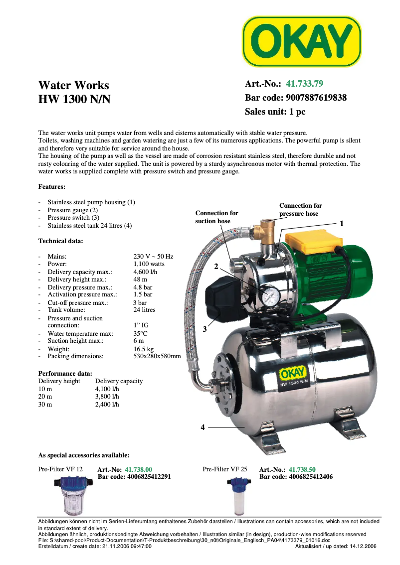 Page 1 of the manual User Manual OKAY HW 1300 N/N
