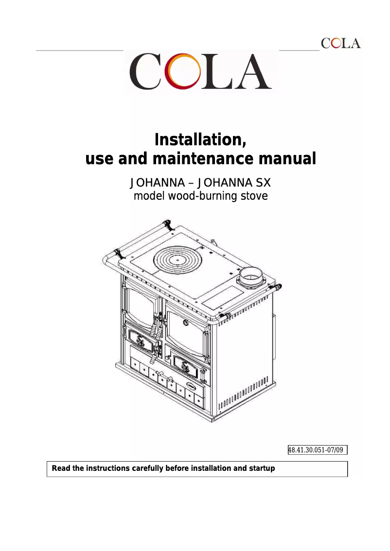 First page image of the manual for Johanna Ceramica Cromata
