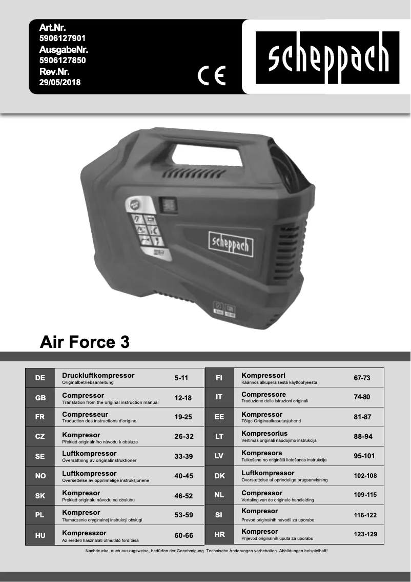 Image de la première page du manuel de l'appareil Air Force 3