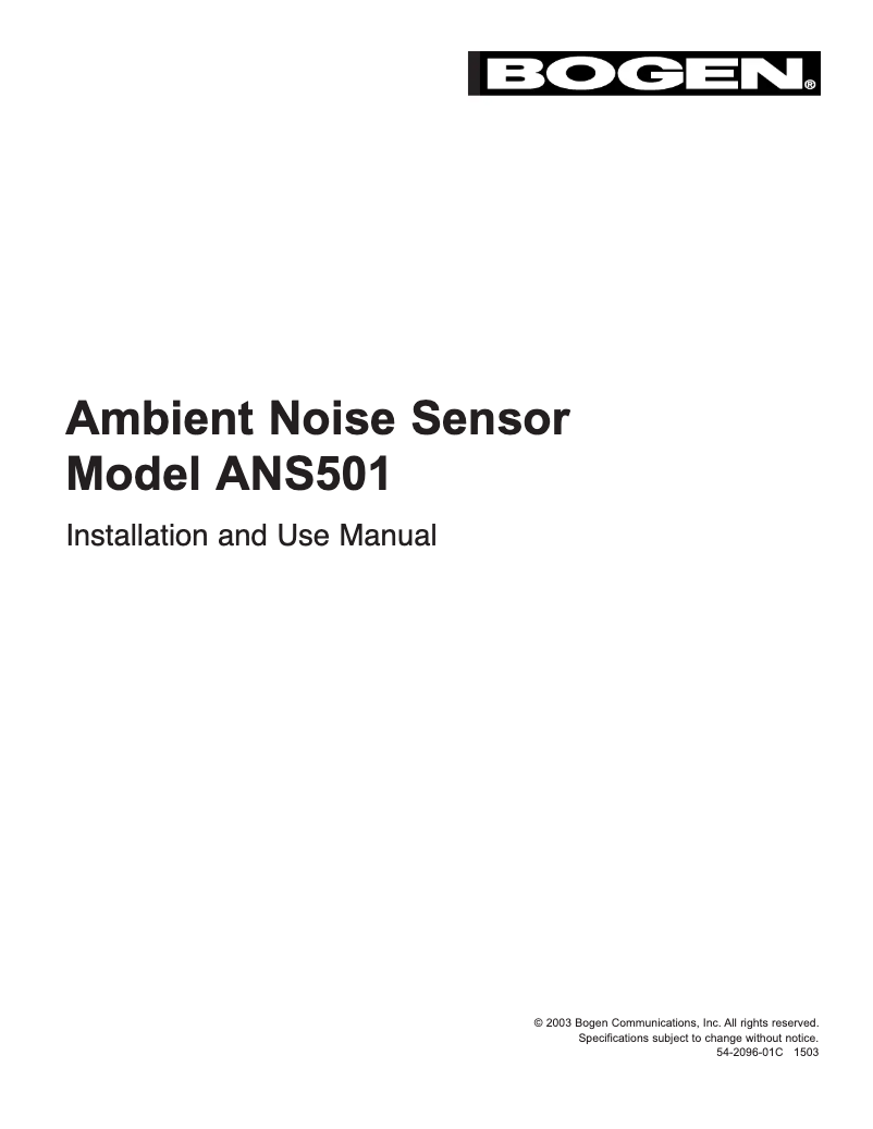 Page 1 of the manual User Manual Bogen ANS501