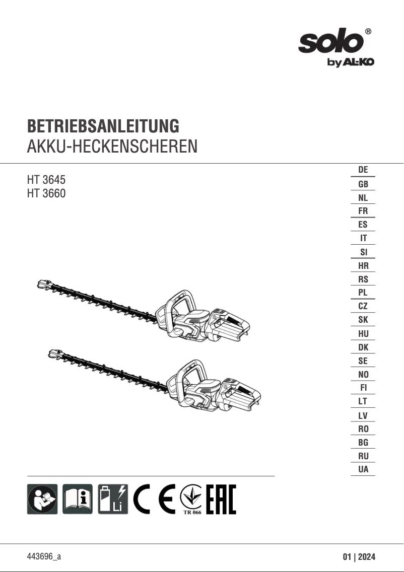 Page 1 of the manual User Manual Solo HT 3645