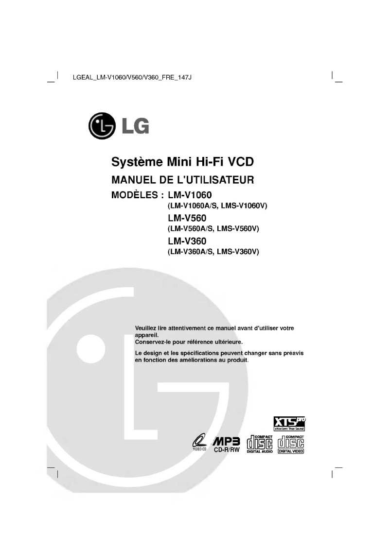 First page image of the manual for LM-V560A