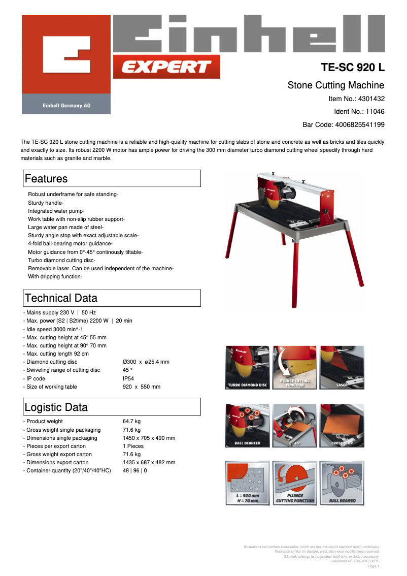 First page image of the manual for TE-SC 920 L