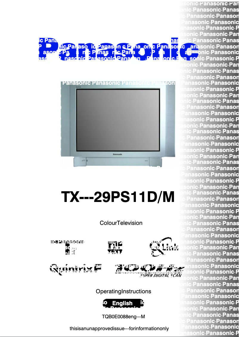 Page 1 of the manual User Manual Panasonic TX-29PS11DM