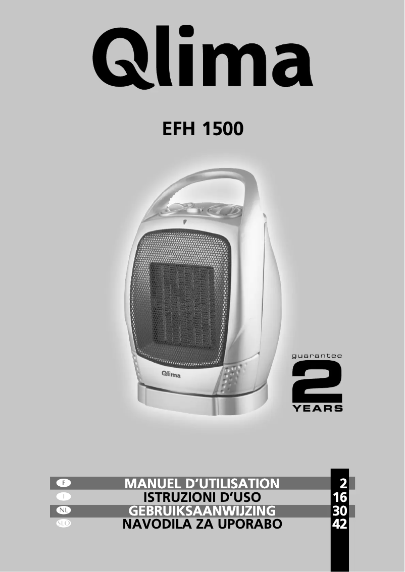First page image of the manual for EFH1500