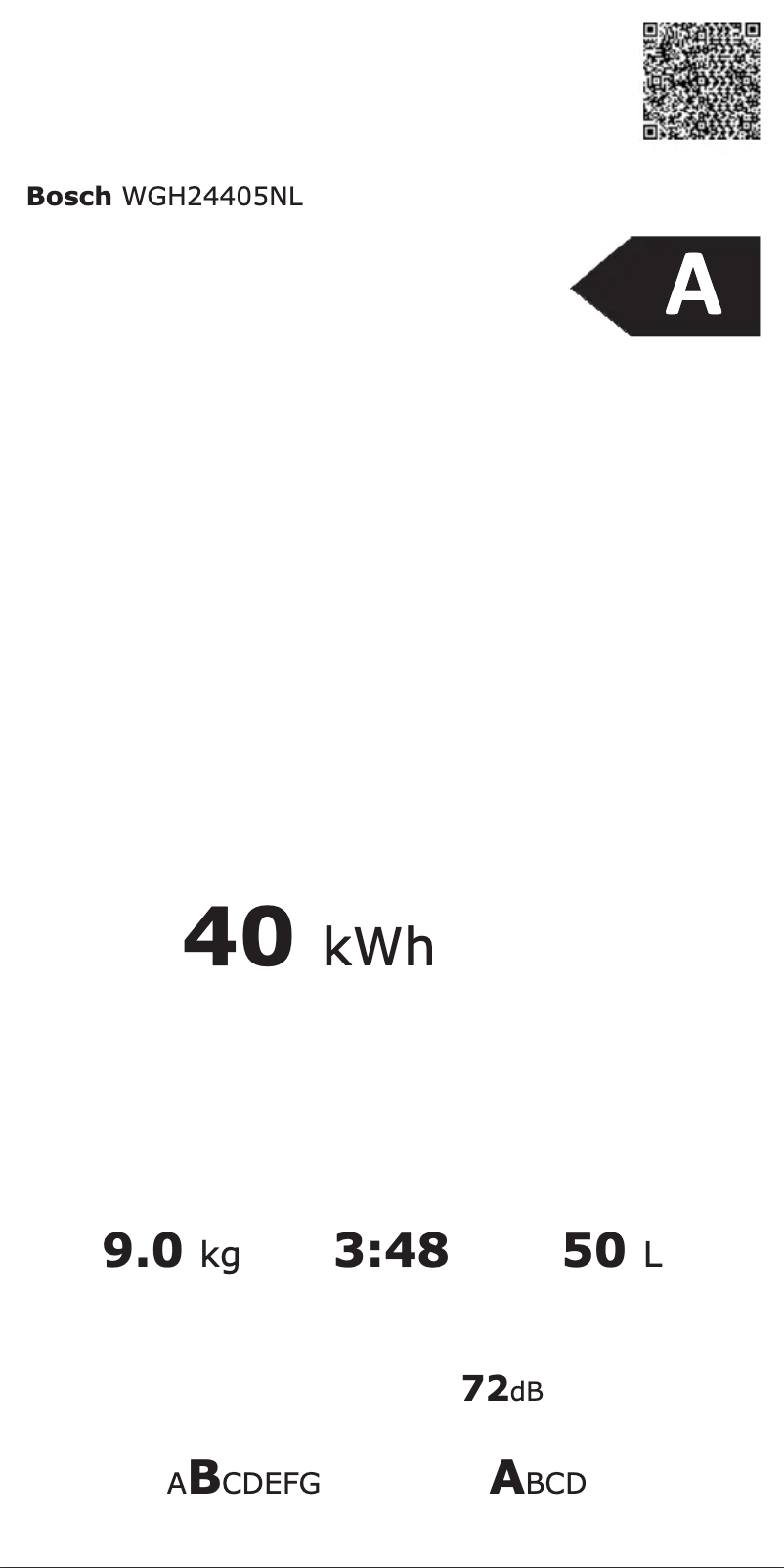 Page 1 of the manual Energy Label Bosch WGH24405NL