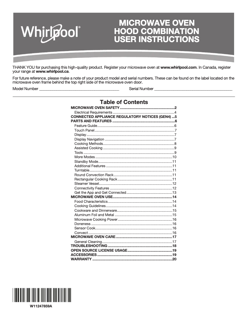 Page 1 of the manual User Manual Whirlpool YWMHA9019HV
