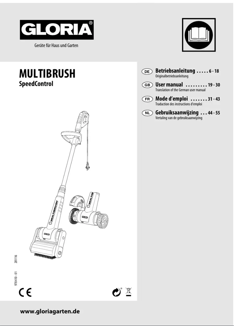 Page 1 of the manual User Manual GLORIA MultiBrush speedcontrol