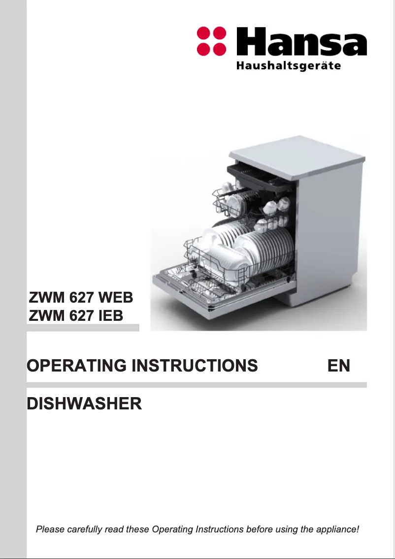 First page image of the manual for ZWM 627 WEB