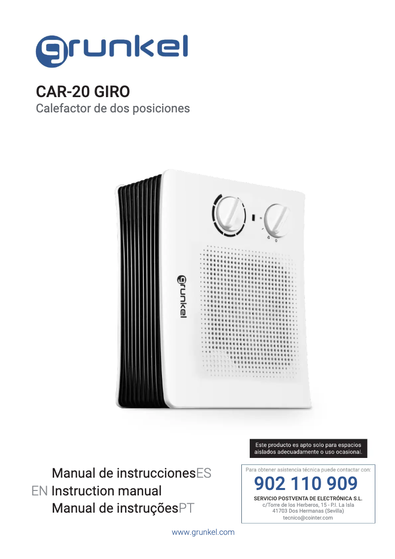 Page 1 of the manual User Manual Grunkel CAR-20 GIRO