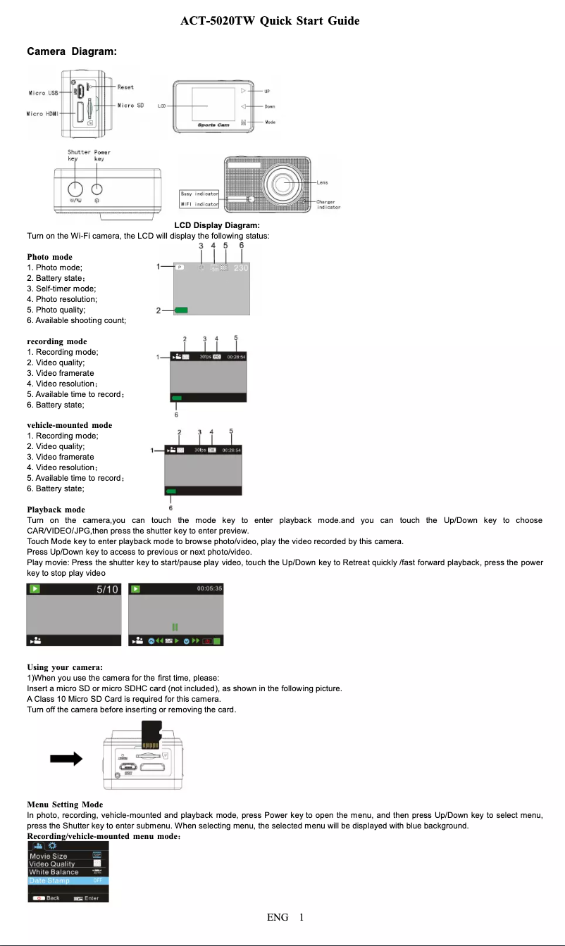 First page image of the manual for ACT-5020TW