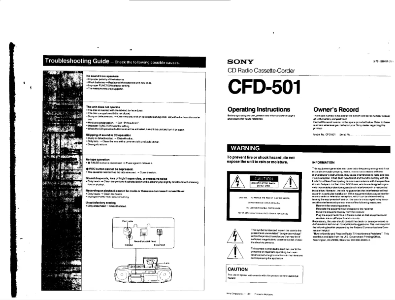 Page 1 of the manual User Manual Sony CFD-501