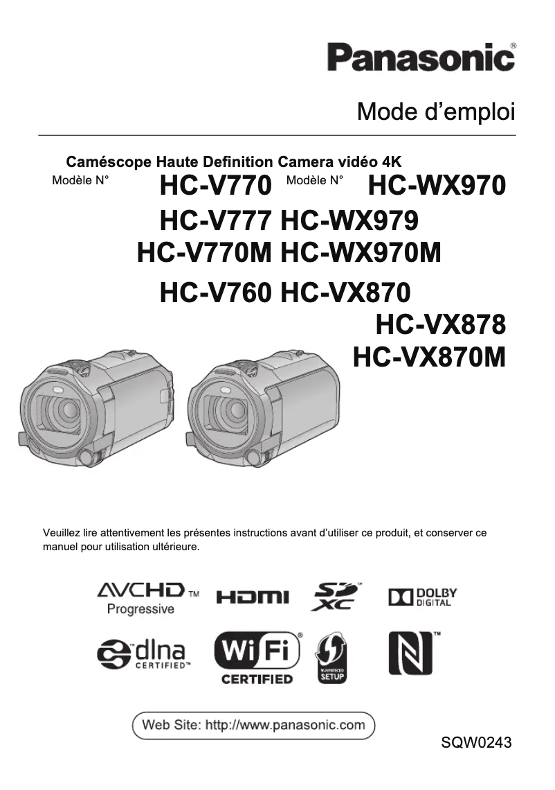 First page image of the manual for HC-VX870