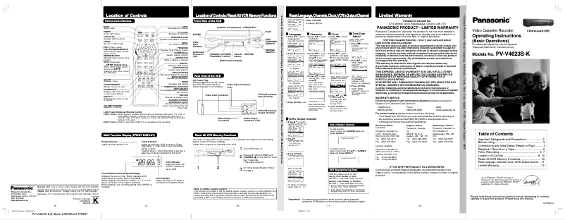 First page image of the manual for PV-V4623