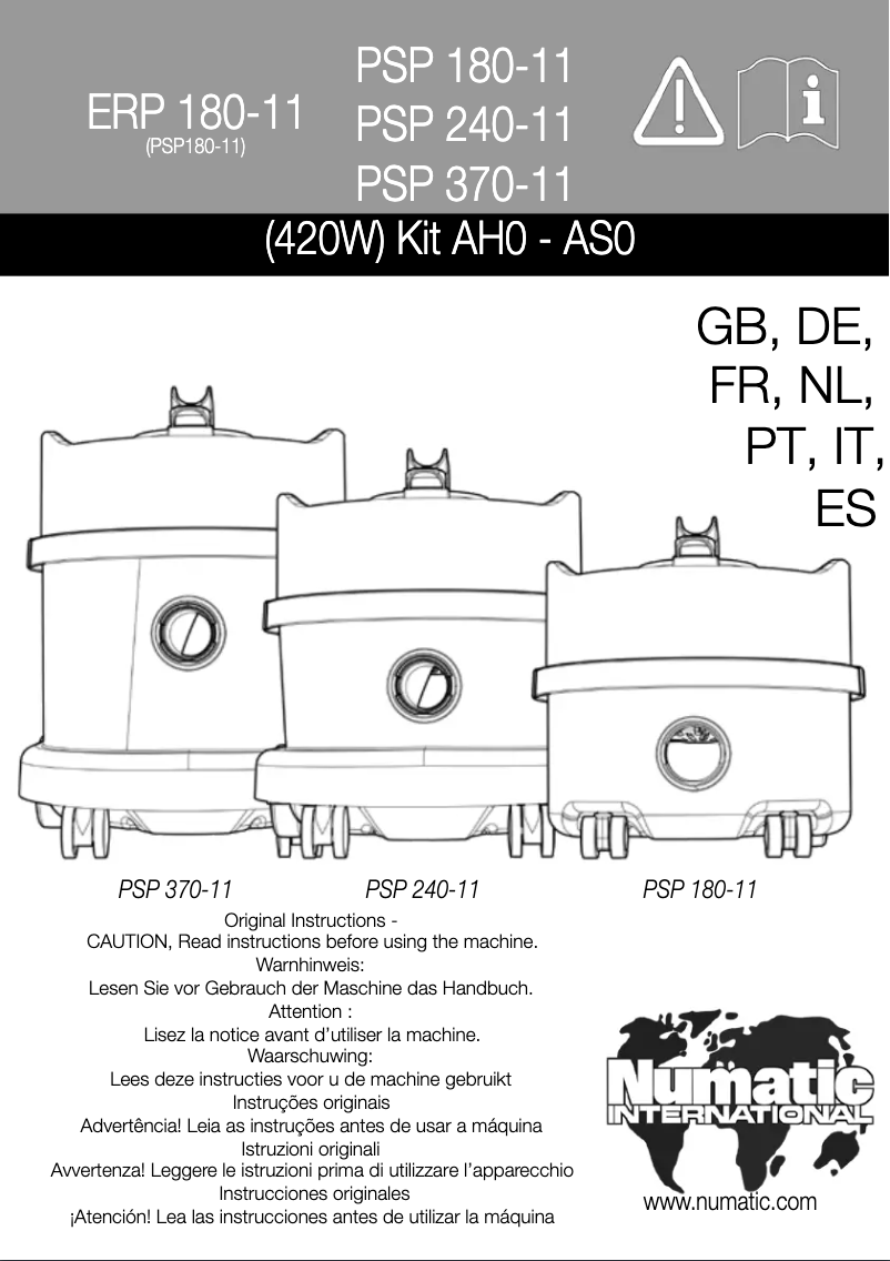 Page 1 of the manual User Manual Numatic ReFlo ERP180-11