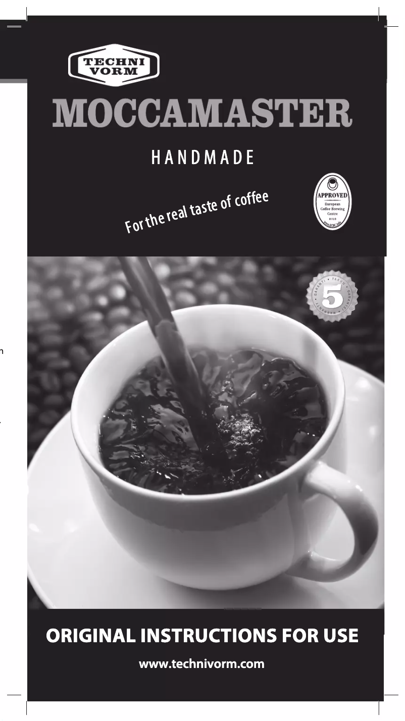 First page image of the manual for Moccamaster KBTS 8