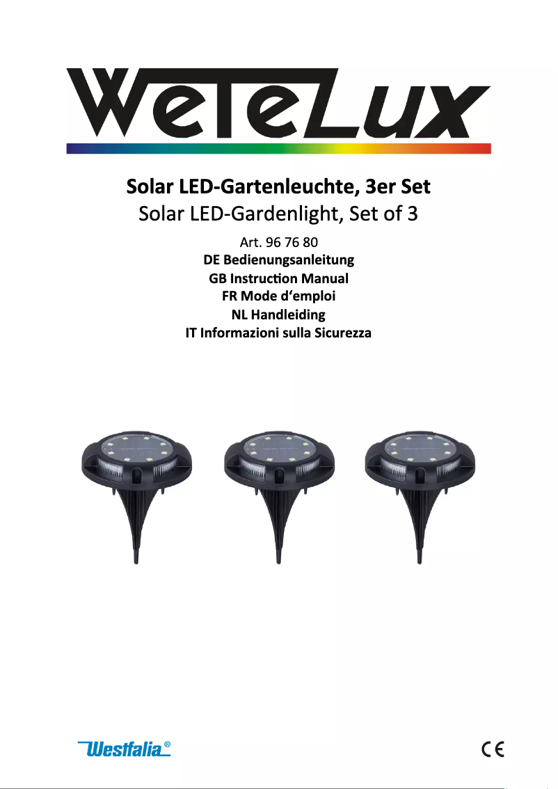 Page 1 of the manual User Manual Wetelux 967680