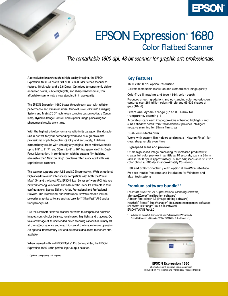 First page image of the manual for Expression 1680