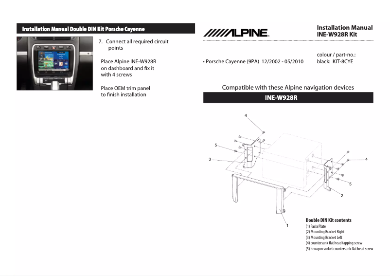 Page 1 of the manual User Manual Alpine KIT-8CYE