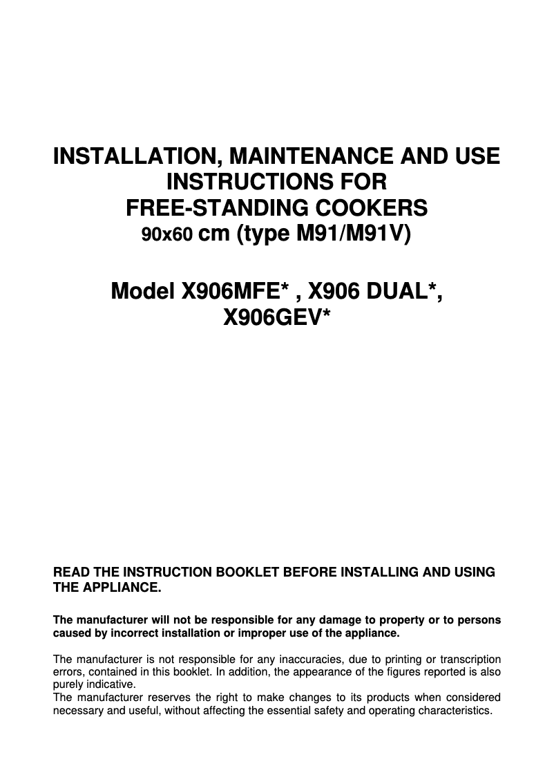 Page 1 of the manual User Manual Bertazzoni X90 6 GEV X