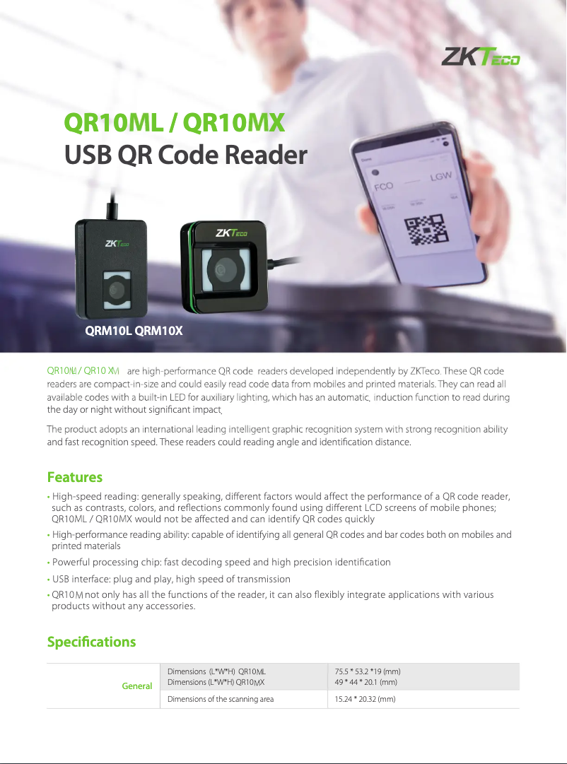 First page image of the manual for QR10MX