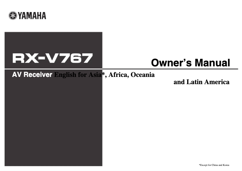 First page image of the manual for RX-V767