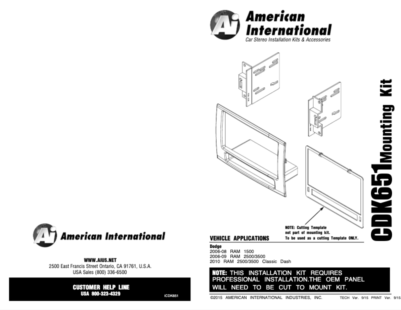 First page image of the manual for CDK651