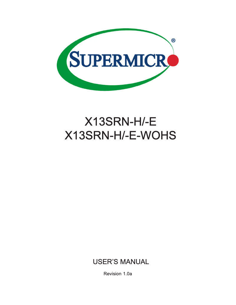 First page image of the manual for X13SRN-E-WOHS