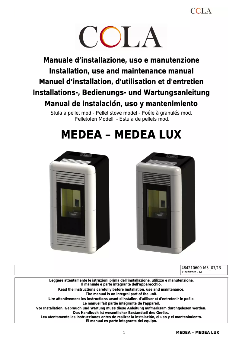 First page image of the manual for Medea