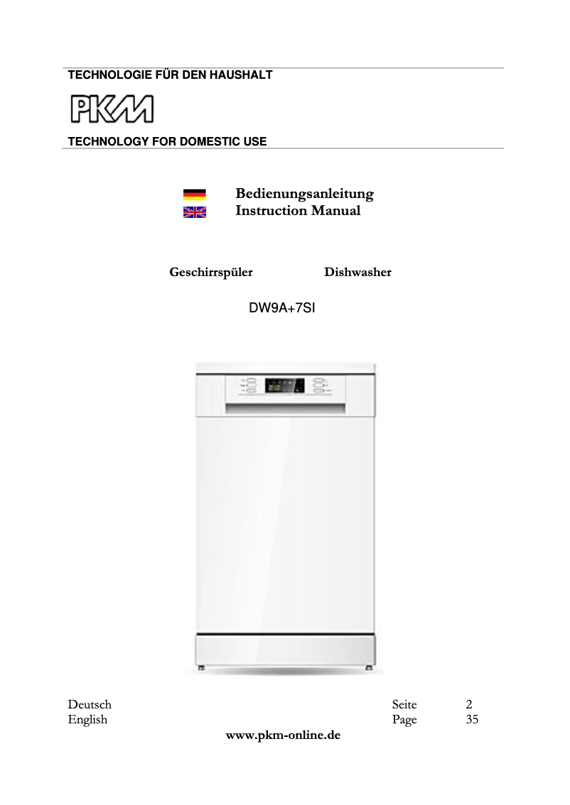 Page 1 of the manual User Manual PKM DW9A+7SI