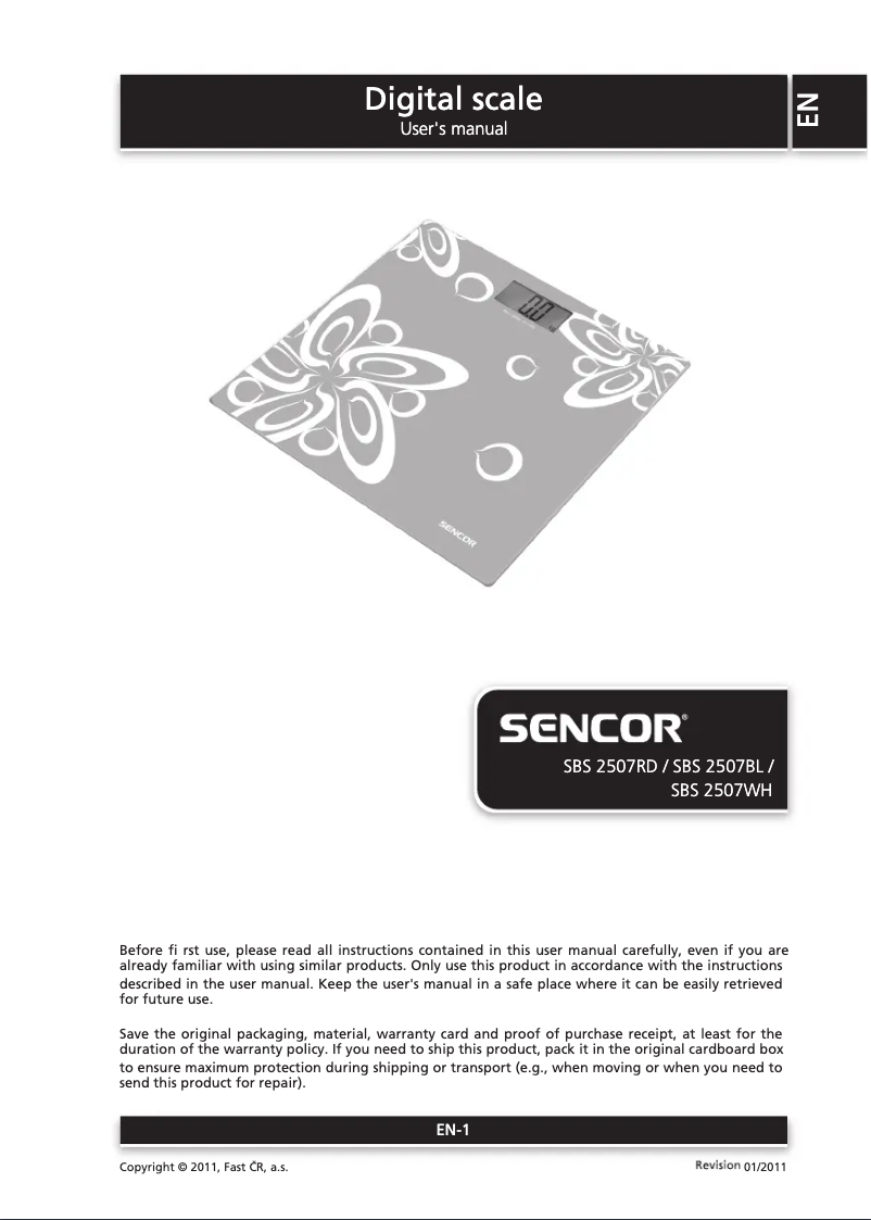 First page image of the manual for SBS 2507WH